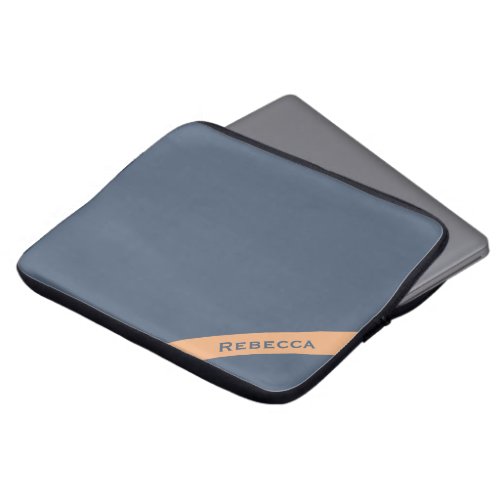 Retro Blue Solid Color Plain Personal  Laptop Sleeve