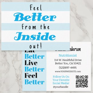 Retro Blue Stripe Nutritionist Health Wellness 