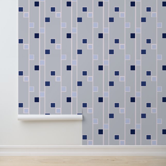 Retro blue stripes and squares wallpaper  (Application)