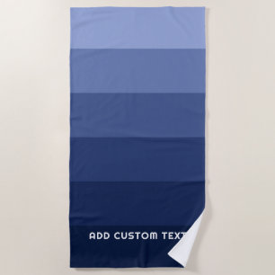 Retro Blue Stripes with Simple Sans Serif Name Beach Towel