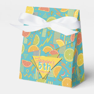 Retro Blue Summer Citrus Fruit Birthday Favor Boxes