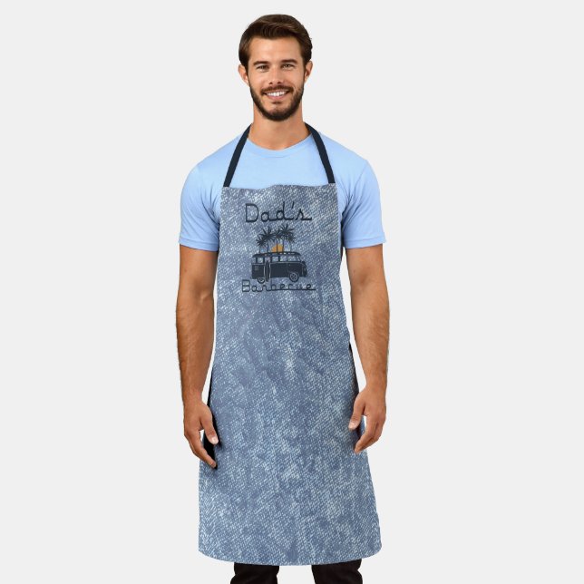 Retro Blue Surf Van Dad's Barbecue Apron (Worn)