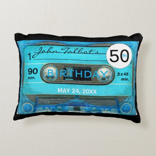 Retro Blue T4 Audiotape 50th Birthday A Pillow