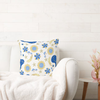 Retro Blue Throw Pillow