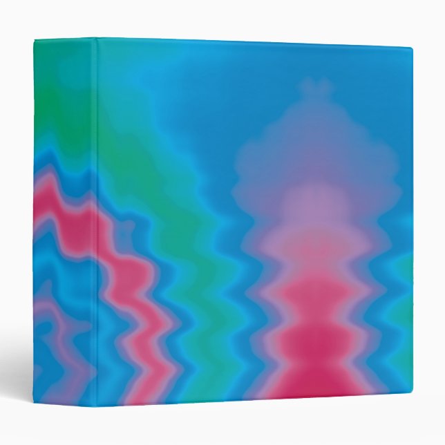 Retro blue tie dye groovy funky pattern fun 3 ring binder (Front/Spine)