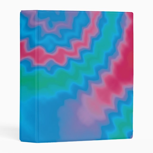 Retro blue tie dyed funky gradient pattern fun mini binder (Front/Spine)