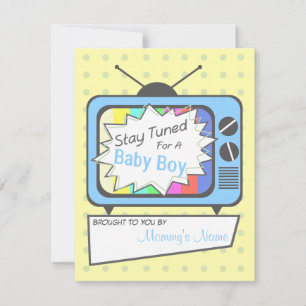Retro Blue TV Set Baby Shower Invitation