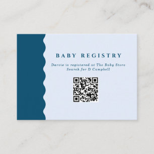 Retro Blue Wavy Baby Registry QR Code Enclosure Card