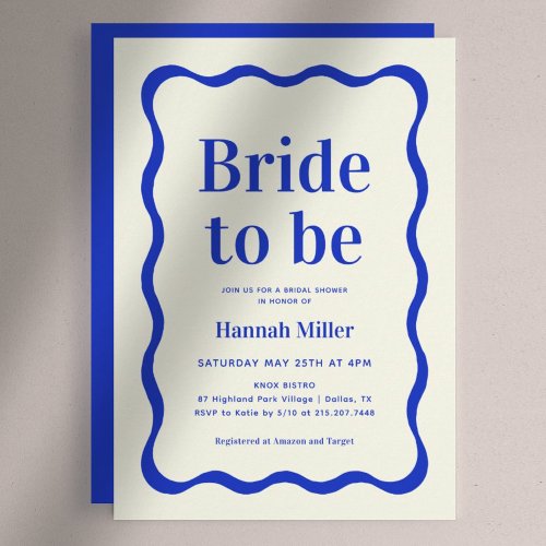 Retro Blue Wavy Colorful Bride To Be Bridal Shower Invitation