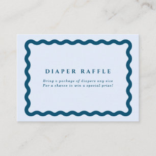 Retro Blue Wavy Frame Baby Shower Diaper Raffle Enclosure Card