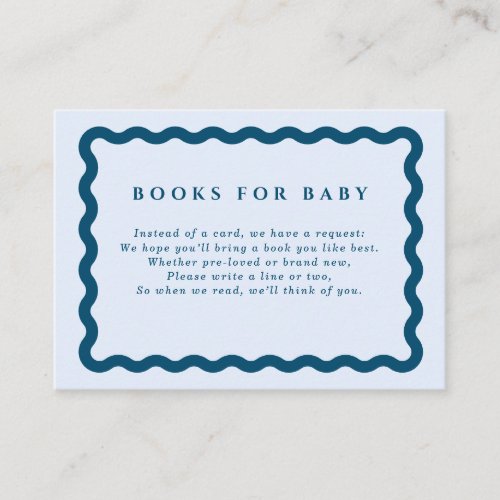 Retro Blue Wavy Frame Books for Baby Enclosure Card