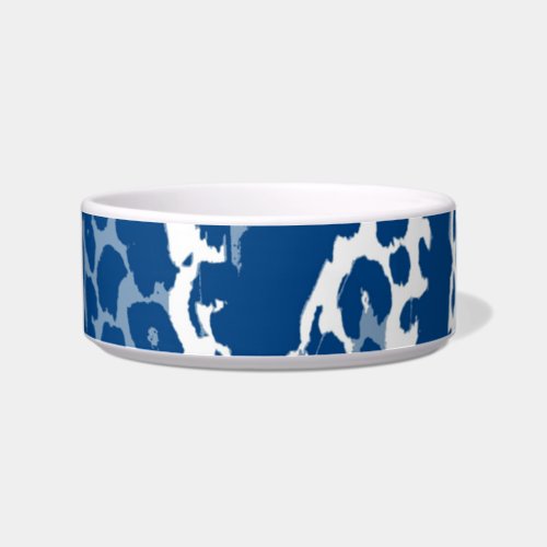 Retro blue white animal print texture of leopard bowl