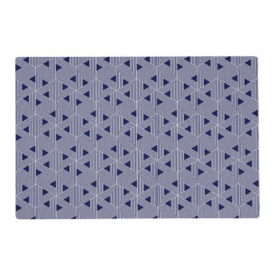 Retro Blue White Japan Triangle Geometric Pattern Placemat