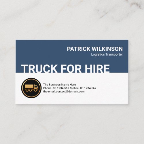 Retro Blue White Layer Gold Truck Transport Business Card
