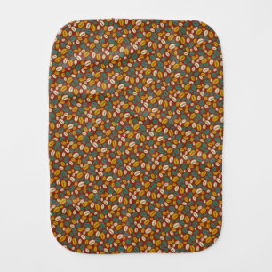 Retro Blue Yellow Brown Java Coffee Beans Pattern Baby Burp Cloth