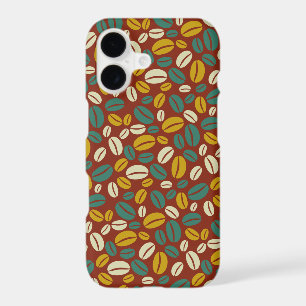 Retro Blue Yellow Brown Java Coffee Beans Pattern iPhone 17 Case