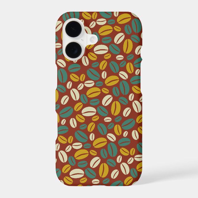 Retro Blue Yellow Brown Java Coffee Beans Pattern  Iphone Case (Back)
