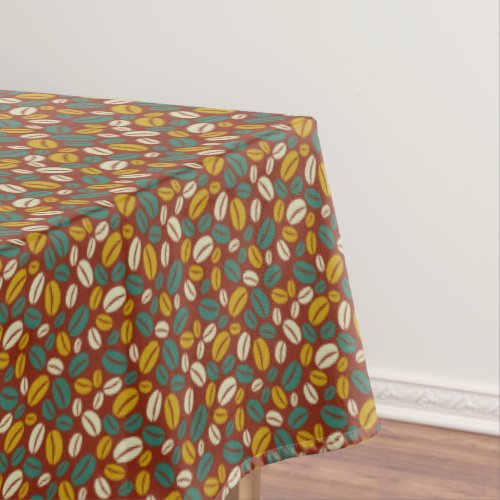 Retro Blue Yellow Brown Java Coffee Beans Pattern Tablecloth