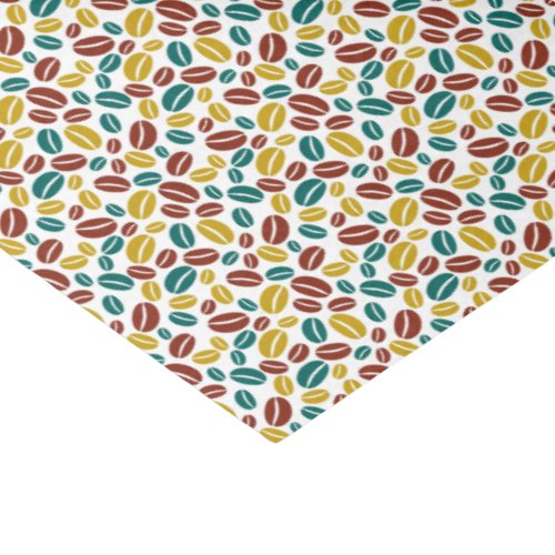 Retro Blue Yellow Brown Java Coffee Beans Pattern Tissue Paper