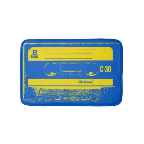 Retro Blue  Yellow Cassette Tape Bath Mat
