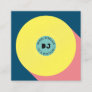 Retro blue yellow modern music dj vinyl musician square business card