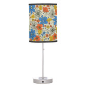 Retro Blue, Yellow & Orange Floral Table Lamp (Back)