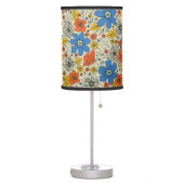Retro Blue, Yellow & Orange Floral Table Lamp (Left)