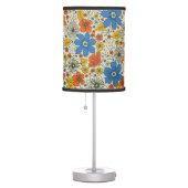 Retro Blue, Yellow & Orange Floral Table Lamp (Right)