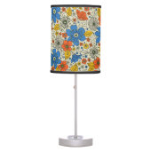 Retro Blue, Yellow & Orange Floral Table Lamp (Front)