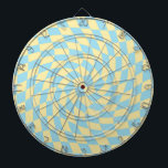 Retro Blue Yellow Pastel Warped Checkerboard  Dart Board<br><div class="desc">Perfect warped checkered design pillow in pastel colors,  full of great vibes. Modern warped checkers in pastel violet,  purple,  lilac and pastel yellow color. This nice retro psychedelic design takes you to the wonderland. Warped checks in pastel colors. Twirl and swirl,  twist checks,  checkered pattern</div>