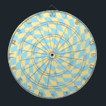 Retro Blue Yellow Pastel Warped Checkerboard  Dart Board<br><div class="desc">Perfect warped checkered design pillow in pastel colors,  full of great vibes. Modern warped checkers in pastel violet,  purple,  lilac and pastel yellow color. This nice retro psychedelic design takes you to the wonderland. Warped checks in pastel colors. Twirl and swirl,  twist checks,  checkered pattern</div>