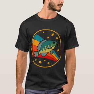 Retro Bluegill in Space Fishing Sport And Angling T-Shirt