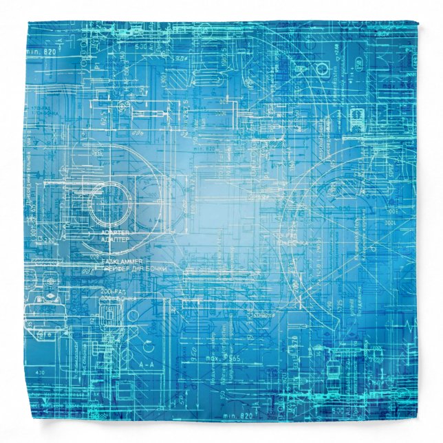 Retro Blueprint Artistic Bandana (Front)