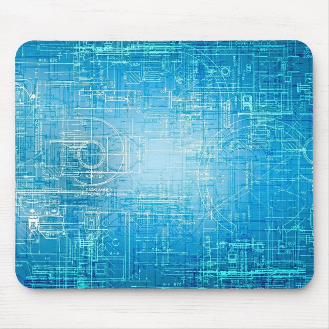 Retro Blueprint Artistic Mouse Pad (Front)