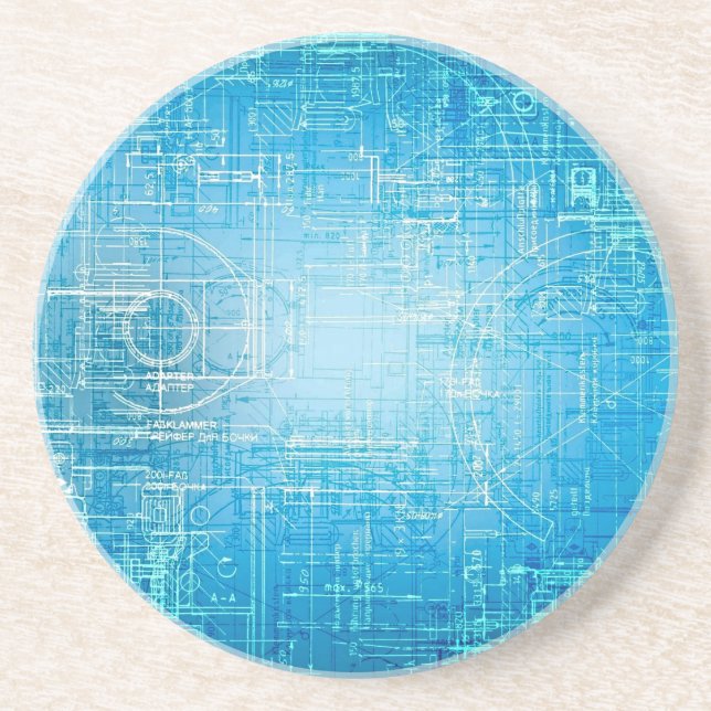 Retro Blueprint Coaster - Art Meets Function (Front)