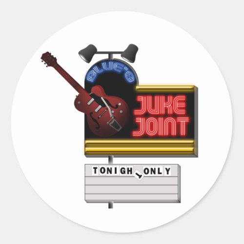 Retro Blues Juke Joint Classic Round Sticker
