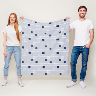 Retro blues stripes and squares fleece blanket