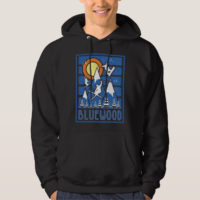 Retro Bluewood Ski Sunset Hoodie (Front)