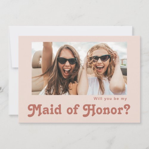 Retro Blush Photo Maid of Honor Proposal Card