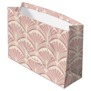 Retro blush pink art deco fans pattern large gift bag