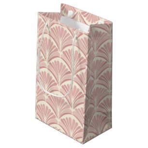 Retro blush pink art deco fans pattern small gift bag