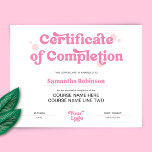 Retro Blush Pink Award Certificate of Completion<br><div class="desc">Trendy Certificate of Completion in blush pink with retro style fonts and space for your business logo. Perfect to create modern completion awards for professional lash, brows and other beauty treatment courses. You can use this certificate award for any type of professional accreditation, simply edit the text to suit your...</div>