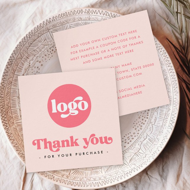 Retro blush pink business thank you insert card (Retro blush pink business thank you insert card)