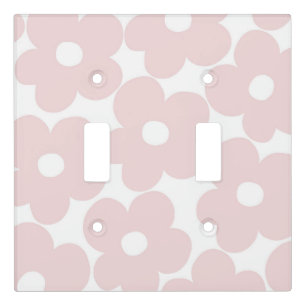 Retro Blush Pink Daisies #1 #decor #art Light Switch Cover