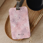 Retro Blush Pink Disco Mirror | Monogram Luggage Tag<br><div class="desc">This modern luggage tag features a glam,  light blush pink disco mirror ball look for a retro inspired style that will catch their eye! Add your name,  initials,  or monogram.</div>