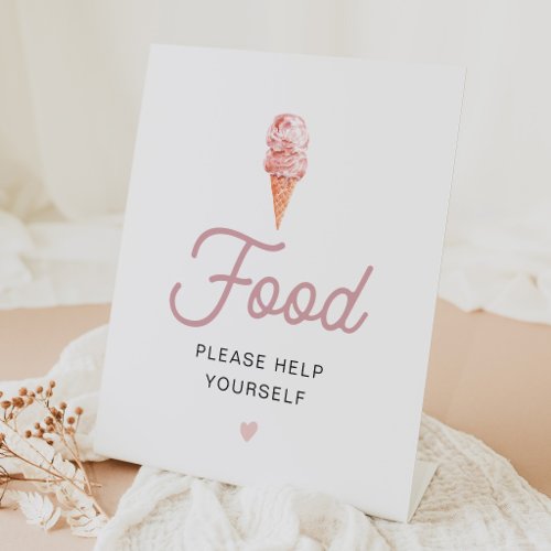 Retro Blush Pink Ice Cream Food Table Sign