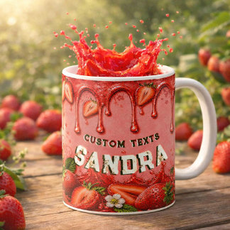 Retro Blush Pink Red Strawberry Fruit Party Favor Coffee Mug