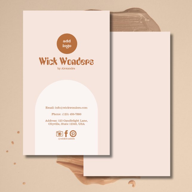 Retro Blush Pink Terracotta Arch Candle Business Card (Creator Uploaded)