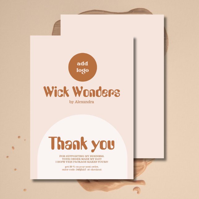 Retro Blush Pink Terracotta Arch Candle Thank You Card (Creator Uploaded)