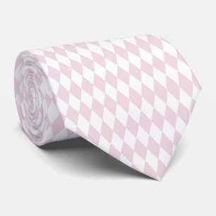 Retro Blush Pink & White Abstract Diamond Pattern Neck Tie